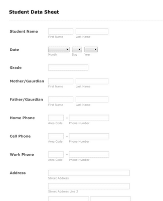 Form Templates: Student Data Form