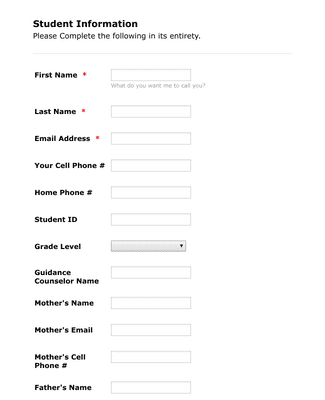 Student Database Form Design Student Data Form Template | Jotform