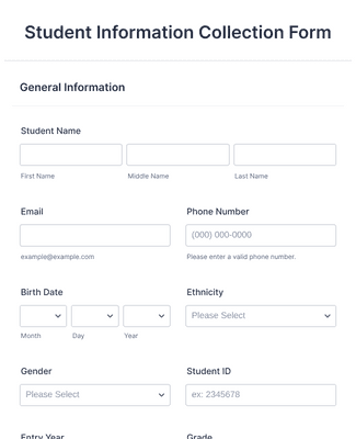 Student Information Collection Form