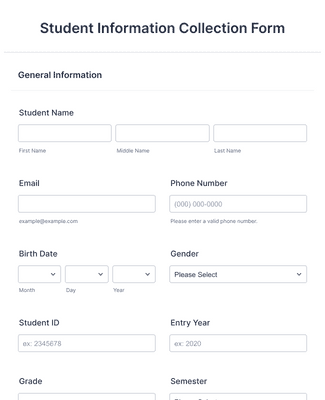 Student Information Collection Form