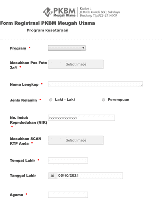 Student Information Form in Indonesian