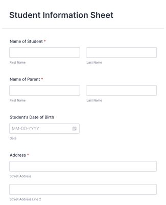 Student Information Sheet Form Template | Jotform