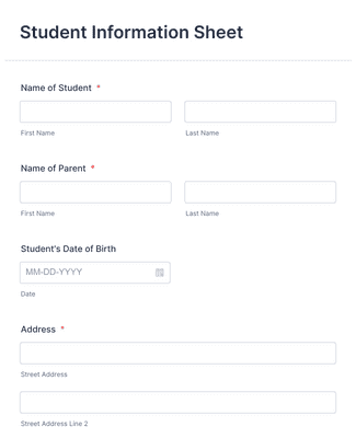 Student Information Collection Form Template | JotForm