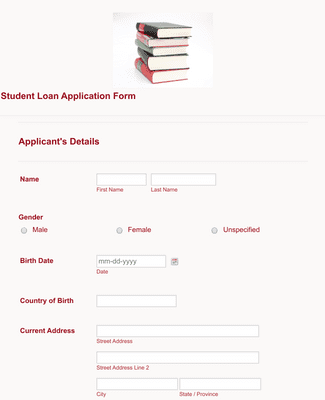 Form Templates: Student Loan Application Form