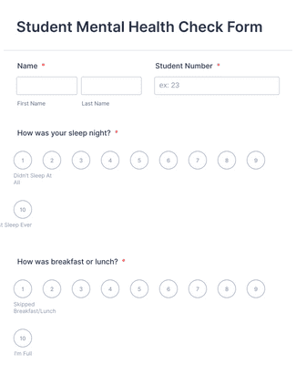 Form Templates: Student Mental Health Check Form
