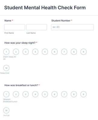 Form Templates: Student Mental Health Check Form