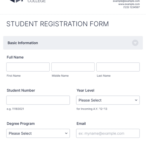 BRAVE Students Registration Form Template | Jotform