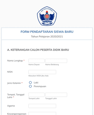 Student Registration Form In Indonesian Template Formulir | Jotform