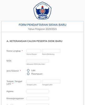 Form Templates: Student Registration Form In Indonesian