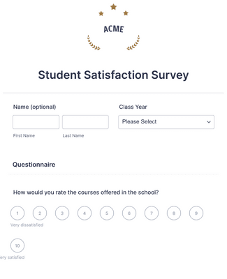 Form Templates: Student Satisfaction Survey