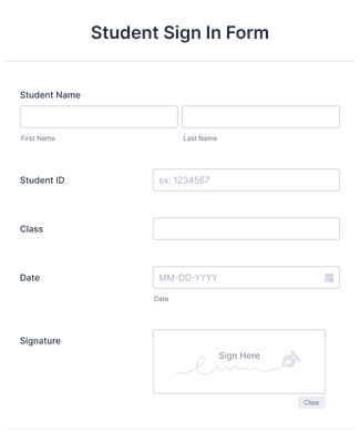 Student Sign In Form Template | Jotform