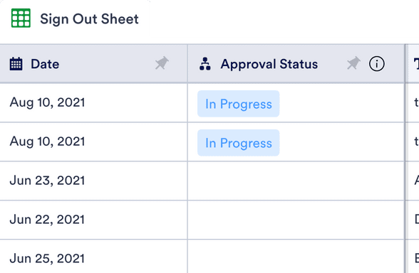 Student Sign Out Sheet Template | Jotform Tables
