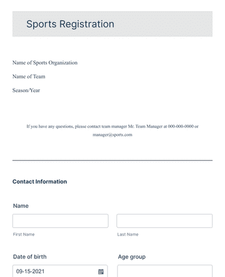 Student Sports Registration Form
