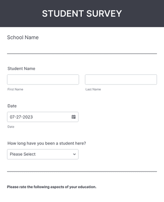 Form Templates: Student Survey