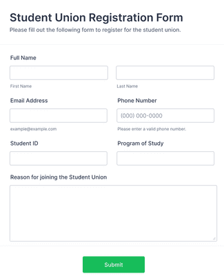 Student Union Registration Form Template | Jotform