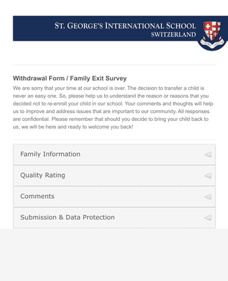 Form Templates: Student Withdrawal Form