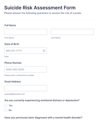 Suicide Risk Assessment Form Template | Jotform