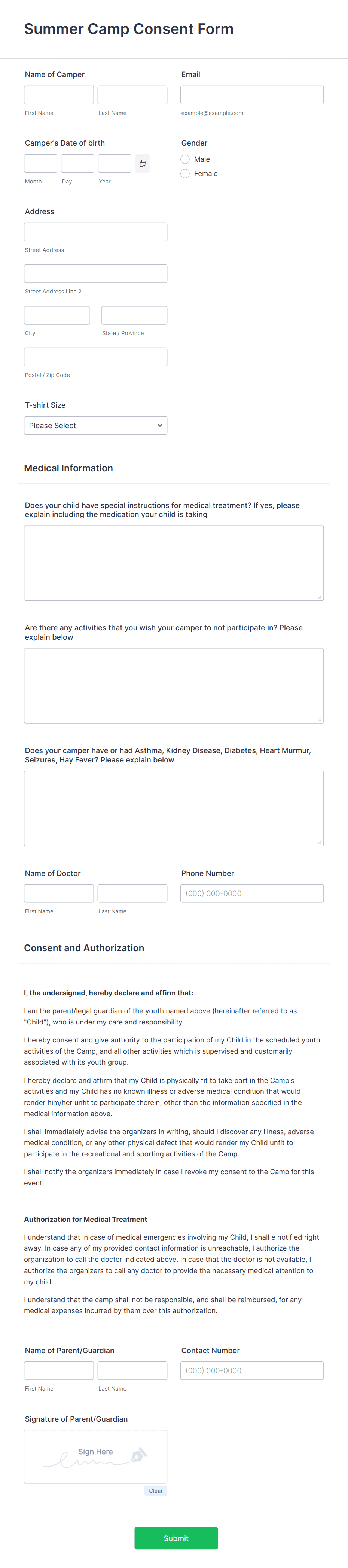 Template summer-camp-consent-form