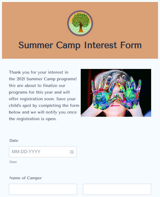 Form Templates: Summer Camp Interest Form