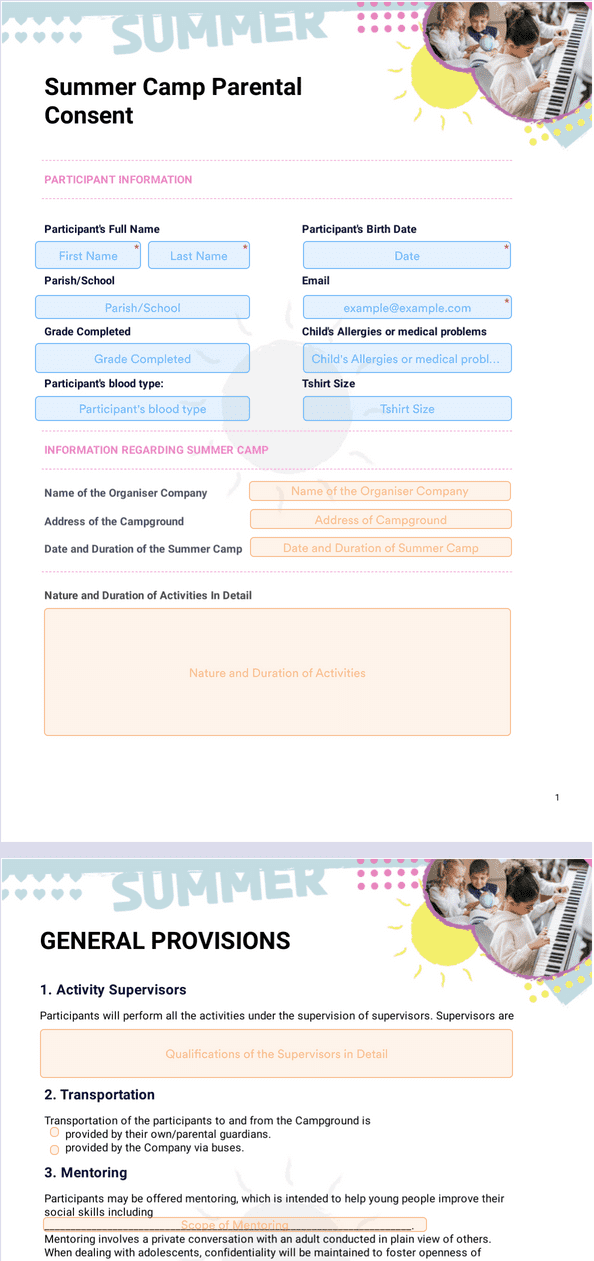 Summer Camp Activity Waiver Template Sign Templates Jotform Summer Camp Activity Waiver Template Sign Templates Jotform