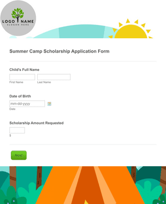 Form Templates: Summer Camp Scholarship Application Form