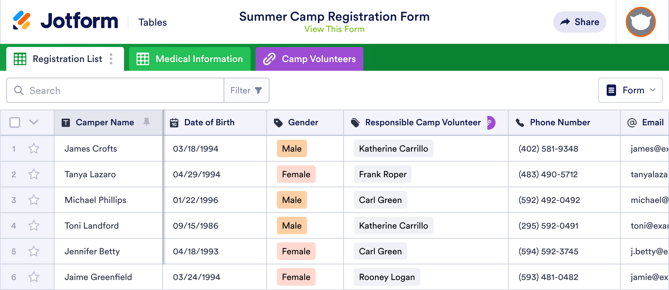 Summer Camp Sign Up Sheet Template