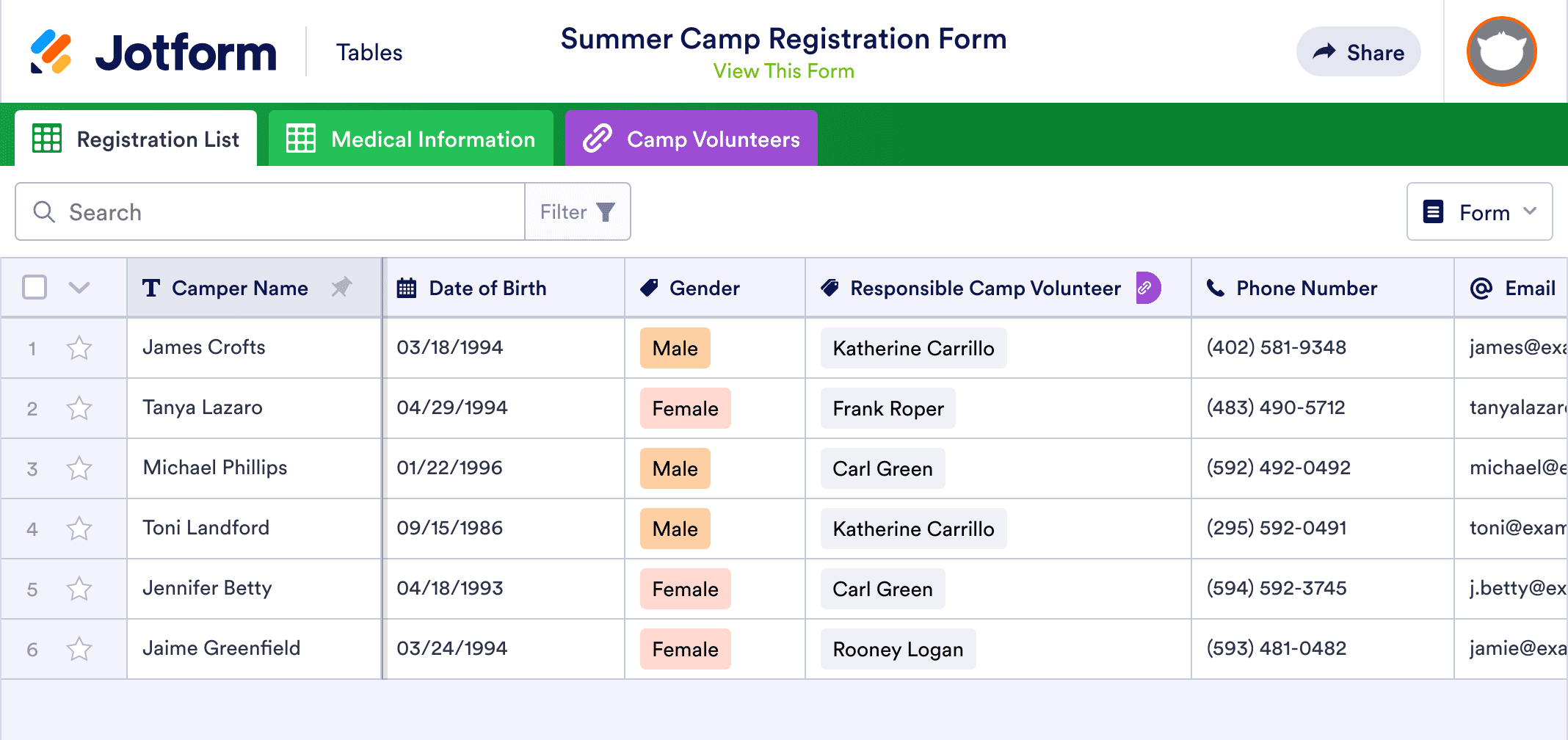 Summer Camp Sign Up Sheet Template