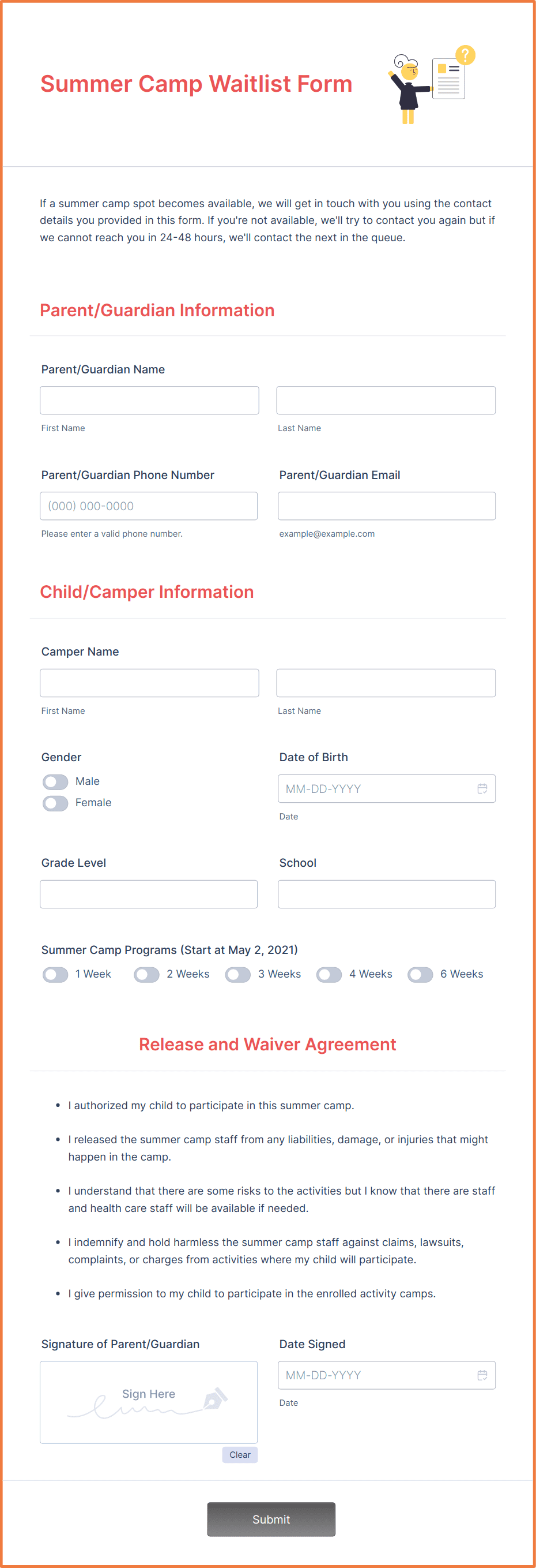 Template summer-camp-waitlist-form