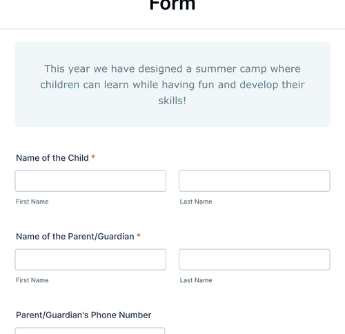 Form Templates: Summer Camp Waiver Form