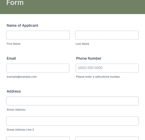 Form Templates: Summer Work Program Application Form