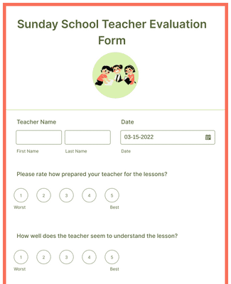 Sunday School Teacher Evaluation Form