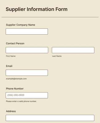 Form Templates: Supplier Information Form
