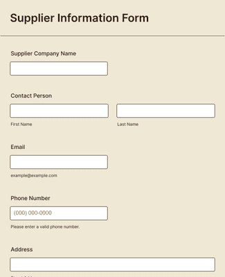 Form Templates: Supplier Information Form