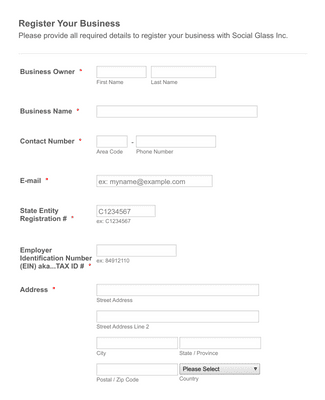 Form Templates: Supplier Registration Form