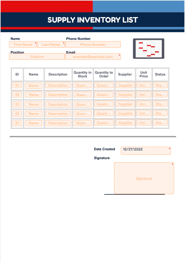 Sign Templates: Supply Inventory Template