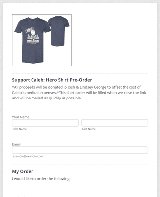 Form Templates: Support Caleb T Shirt