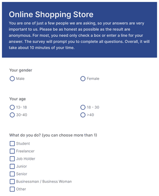 Form Templates: Online Shopping Survey