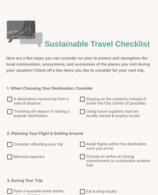 Sustainable Travel Checklist Form Template | Jotform