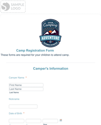 Sample Summer Camp Registration Form Template Jotform