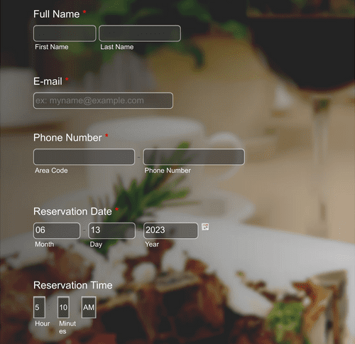 Table Reservation Form Template Jotform 5720