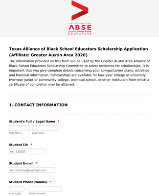 TABSE Scholarship Application Form Template | Jotform