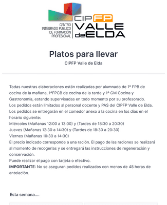 Take away CIPFP Valle de Elda
