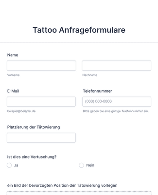 Form Templates: Tattoo Anfrageformulare