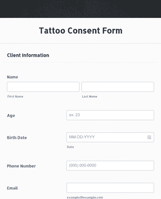 Form Templates: Tattoo Consent Form