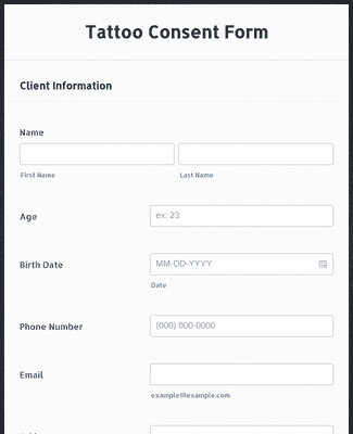 Tattoo Consent Form Template Jotform