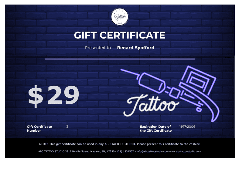 Tattoo Gift Certificate Template PDF Templates Jotform Tattoo Gift Certificate Template PDF Templates Jotform