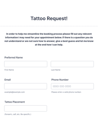 Form Templates: Tattoo Request Form