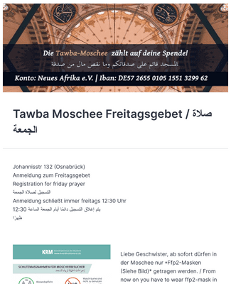 Tawba Moschee Freitagsgebet / صلاة الجمعة