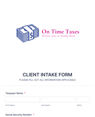 Form Templates: Tax Client Intake Form 2022