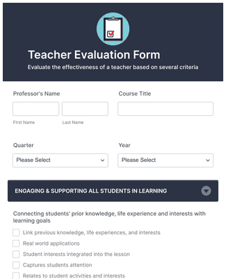 Form Templates: Teacher Evaluation Form